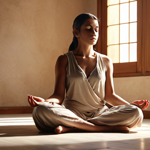 Home 15 **A serene person meditating in a quiet space, bathed in soft light, symbolizing a connection to a higher power through prayer.** (Focus: Spirituality, Inner Peace, Connection)