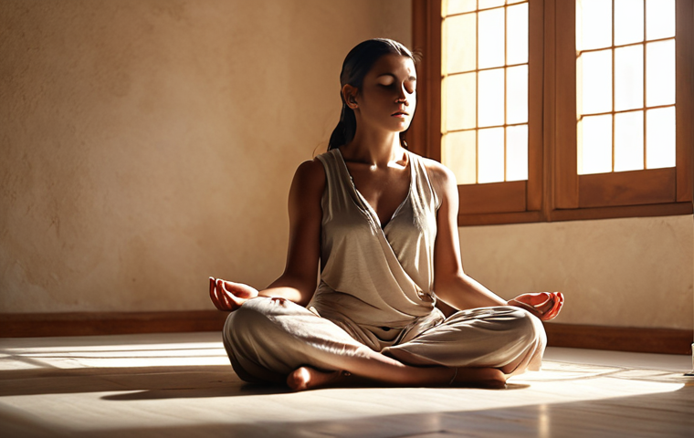 **A serene person meditating in a quiet space, bathed in soft light, symbolizing a connection to a higher power through prayer.** (Focus: Spirituality, Inner Peace, Connection)