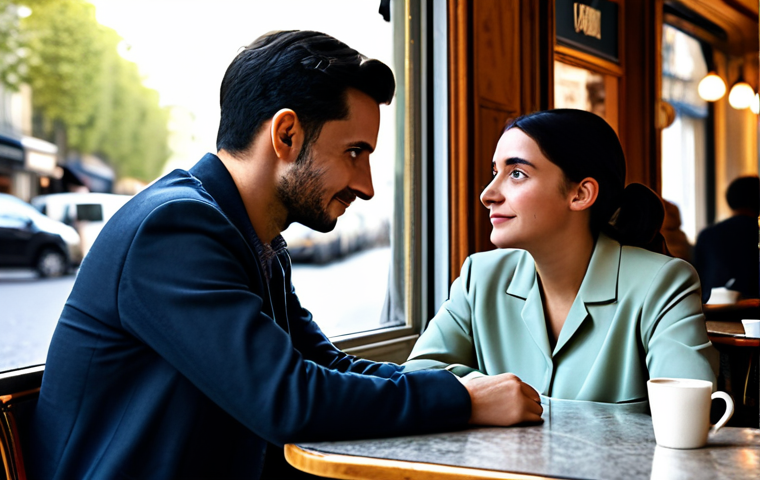 Empathy and Connection**

"A kind-faced individual, fully clothed in modest attire, attentively listening to a friend in a Parisian cafe, appropriate content, safe for work, perfect anatomy, natural pose, soft lighting, professional illustration, portraying empathy and understanding, family-friendly."

**