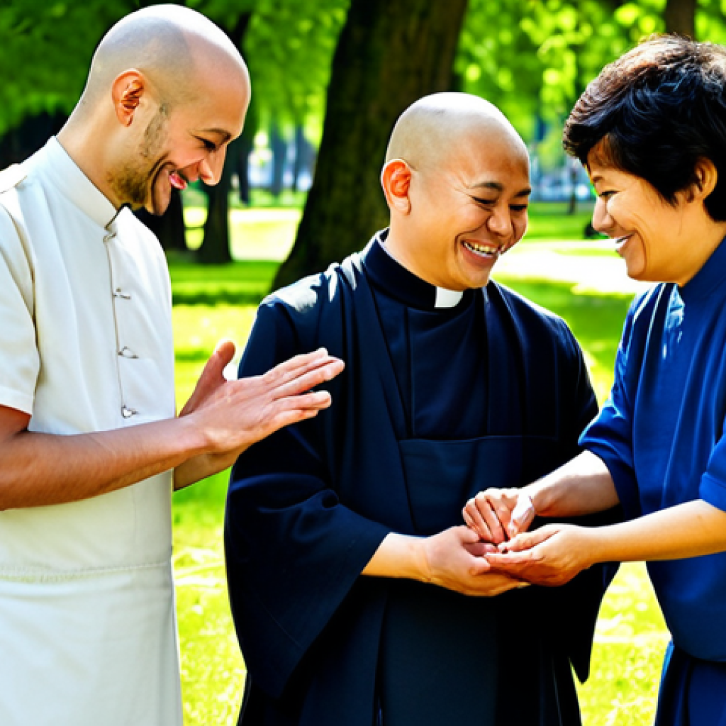 기독교와 불교의 만남 - Compassion and Universal Love**

"A diverse group of people helping each other in a sunny park in Pa...