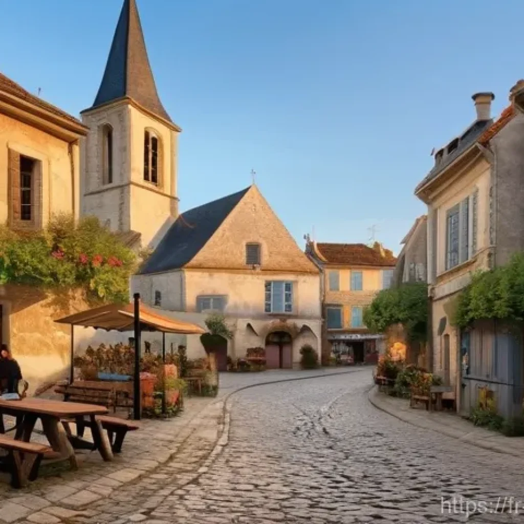 기독교와 문화 변혁 - **Prompt:** A picturesque and serene illustration of a charming old French village square at dusk, s...