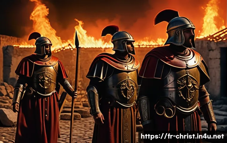 기독교 박해사 - A dramatic and historically accurate scene depicting early Christian persecution in ancient Rome und...